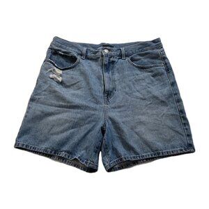 Uniqlo Blue Denim Short Women 32 Cotton Beach Hippie Cottage Casual Zip Fly Boho